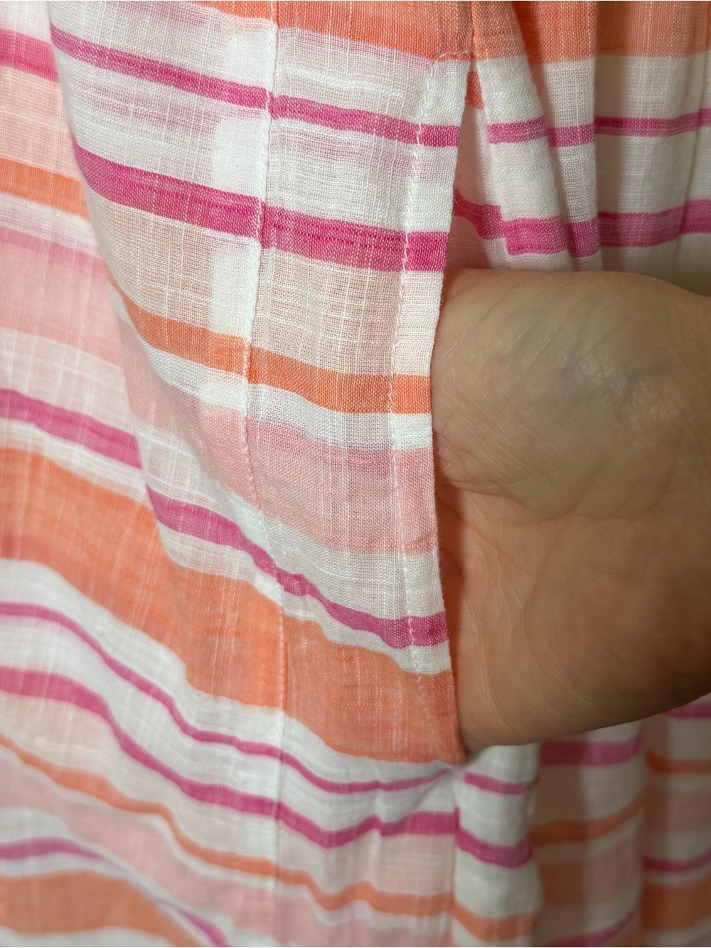 Roller Rabbit Kirsten Dress East Hampton Stripe Pink Cotton Smocked Midi Large - Picture 9 of 16